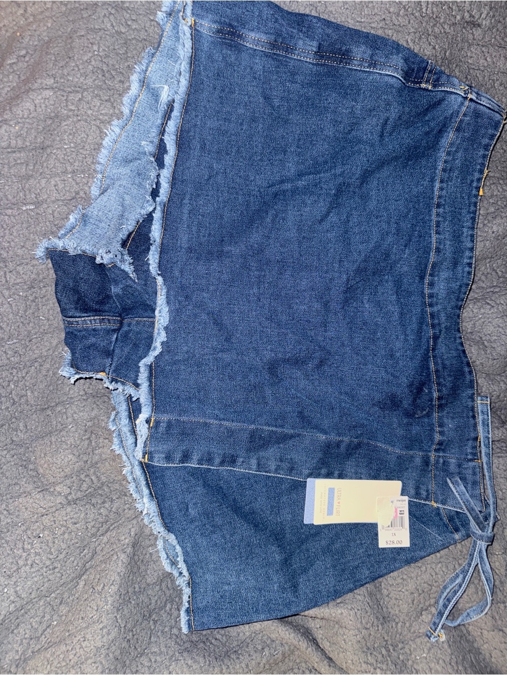 Ultra Flirt Dark Blue Distressed Denim Mini Skirt